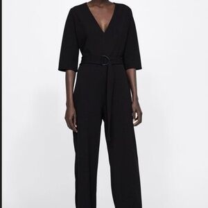 Zara Black belted jumpsuit